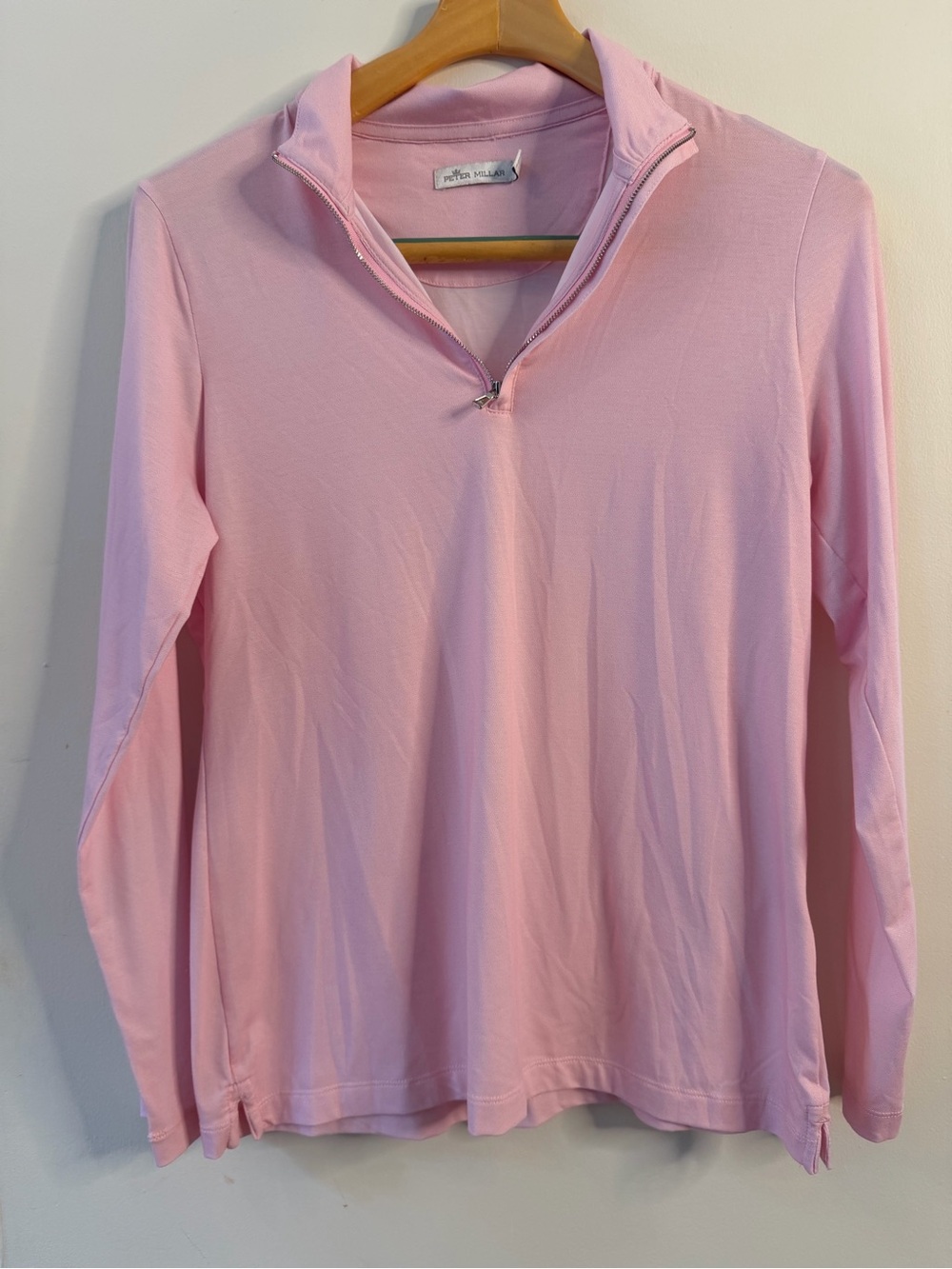 Peter Millar Women Sz M Pink Quarter Zip Long Sleeve Golf Shirt Performance